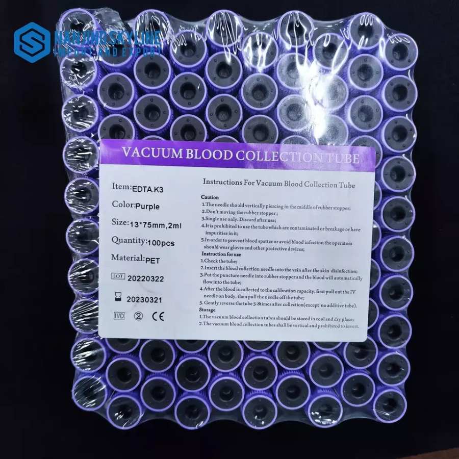 Tubo de extracción de sangre de vacío médico desechable PET Glass