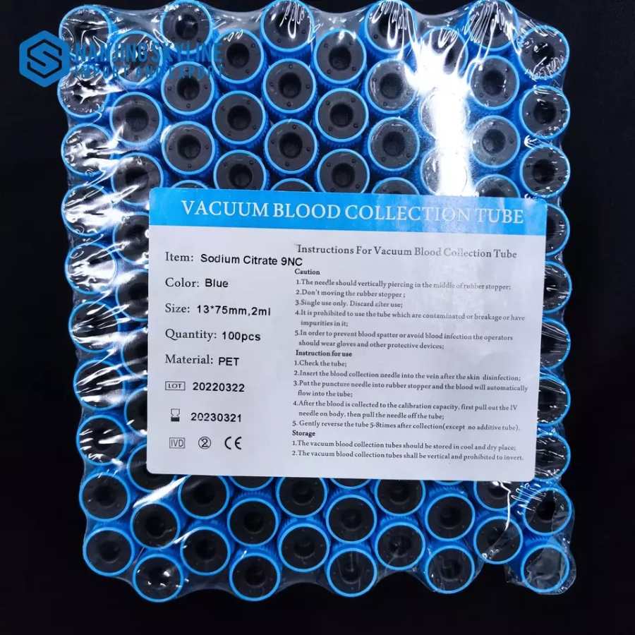 Tubo de extracción de sangre de vacío médico desechable PET Glass