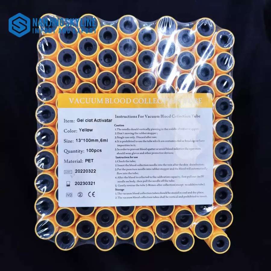 Tubo de extracción de sangre de vacío médico desechable PET Glass