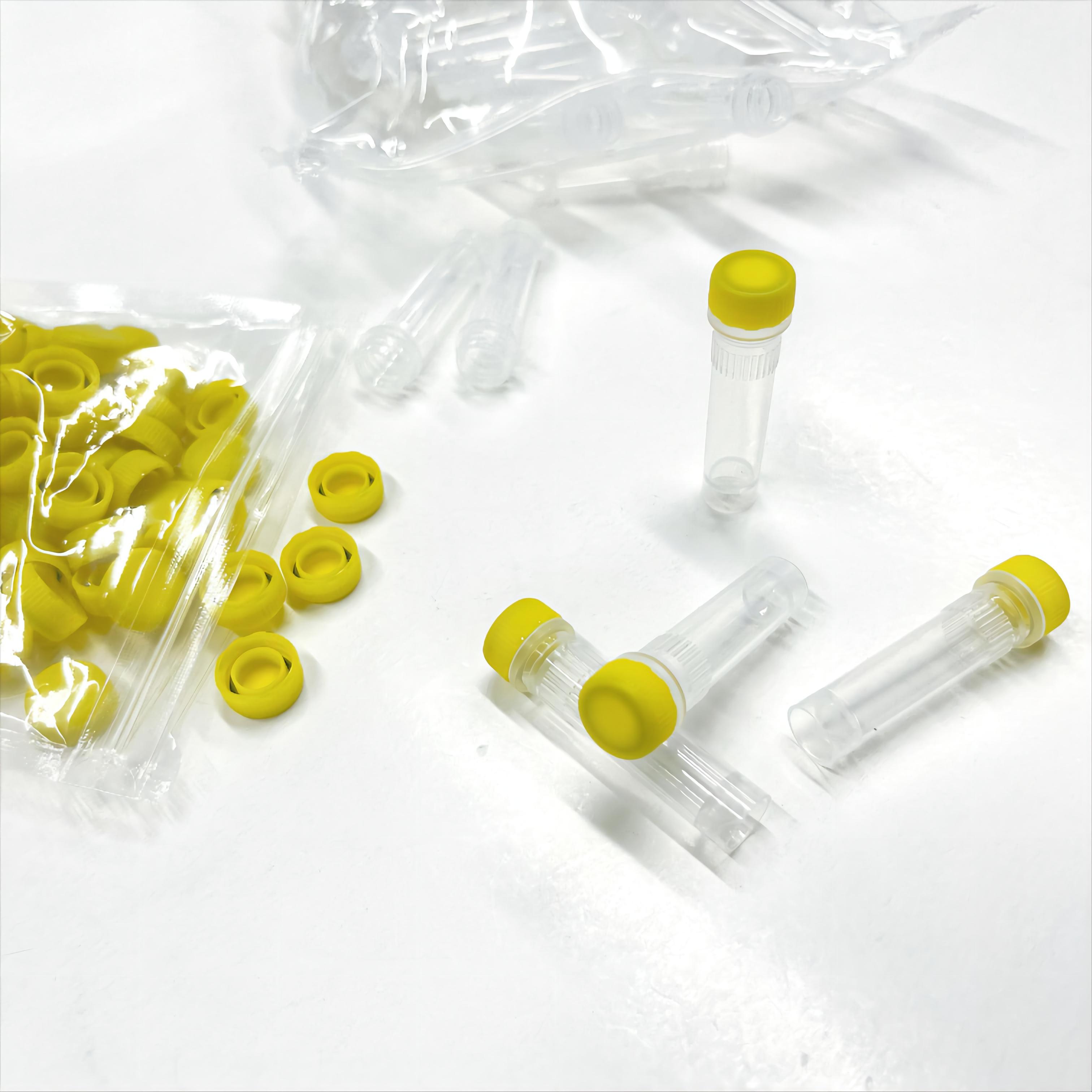 Amarillo 1ml/1.5ml/1.6ml/1.8ml/2ml/4ml/5ml Congelación Cyrovials Viales Tubos criogénicos con rosca Extermal