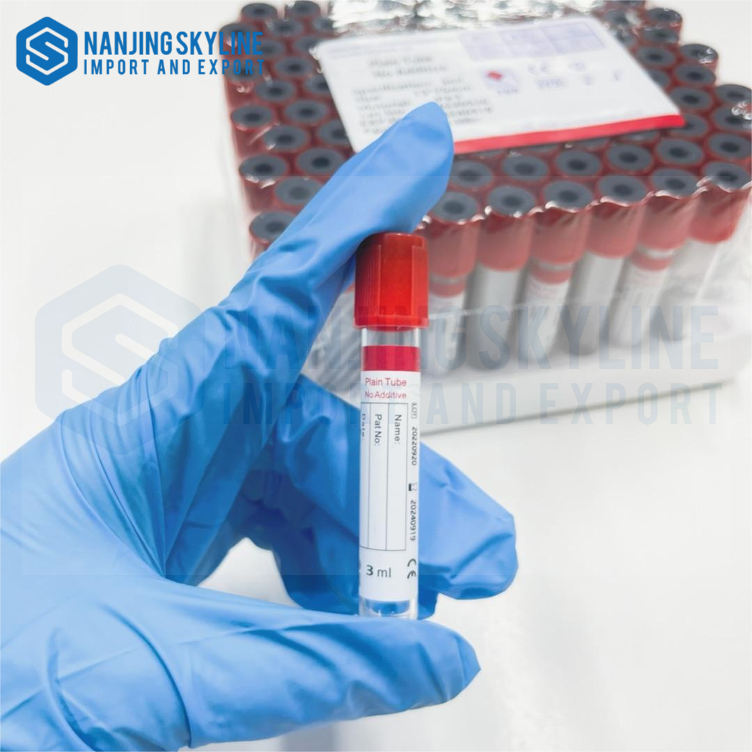 Tubo de vacío de sangre de PET de vidrio con tapa roja para hospital, 13 * 75 mm 13 * 100 mm 16 * 100 mm